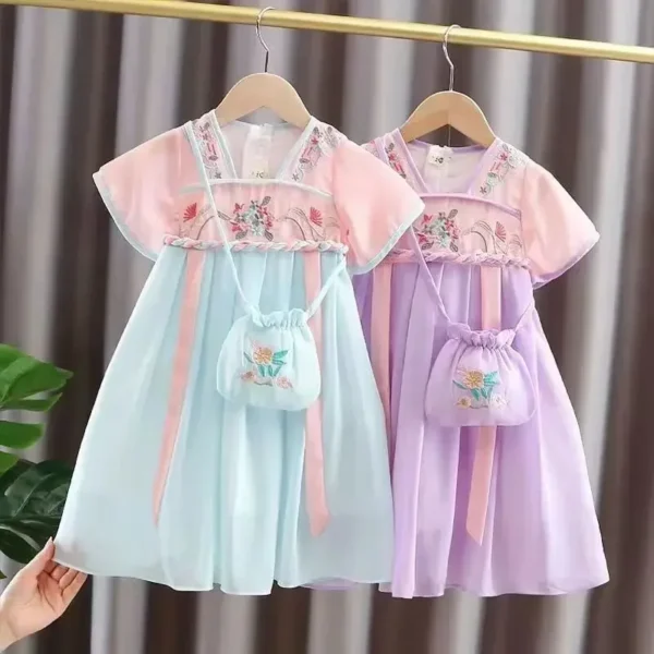 Fashion Ancient Girl Dress Children Clothing Streetwear Baby Tang Girls Casual Dresses Princess Summer Kids Hanfu Fairy - Image 4