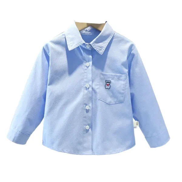 White Long Sleeve Shirt for Boys Spring Autumn New Style Children's Clothing Baby Toddler Kids Medium Size Top Fall Infant - Image 5
