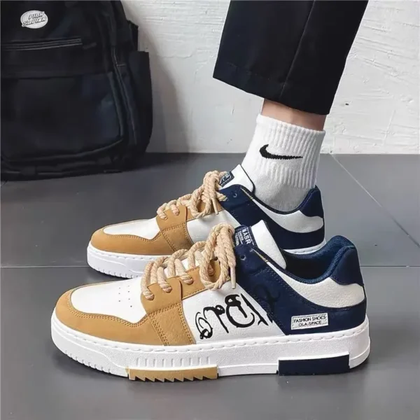 Men's Sporty Casual Shoes Spring Summer Trendy All-Match Student Slip-On Synthetics Leather Patchwork Chinese Brand Footwear - Image 3
