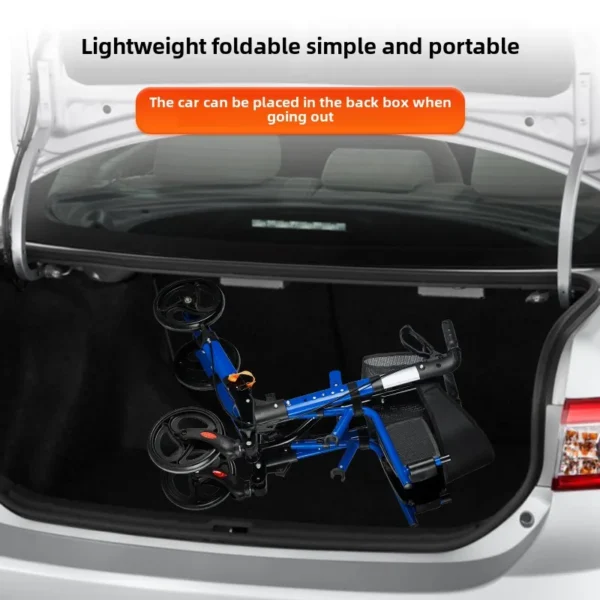 Elderly Rehabilitation Walking Assist Rollator Walker Aluminum Alloy Folding Pulley Mobility Aid Scooter Four-wheel Shopping Car - Image 4