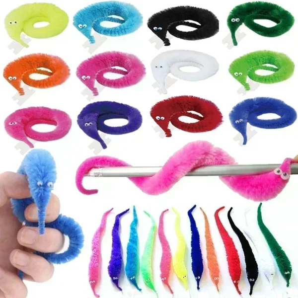 1PC Funny Worm Magic Props Toys for Children Kids Beginners Wiggly Twisty Worm with Invisible String Party Favor Games Trick Toy - Image 2