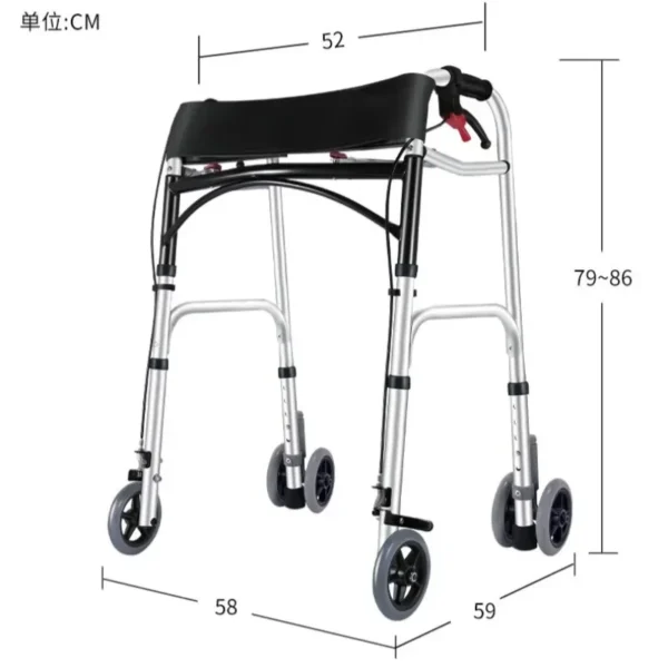 Hemiplegic Elderly Mobile Chair Walking Stick with Handbrake, Four-wheel Folding Assistant Adult Walkers, Disabled Crutches - Image 6