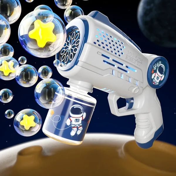 New Porous Astronaut Electric Bubble Gun Kid Toy Bubbles Machine Automatic Soap Blower with Light Summer Outdoor Party Games toy - Image 2