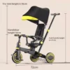 Lightweight Three-wheel Baby Stroller Adjustable Push Bar Foldable Three-wheel Baby Stroller Multi-functional Children's Bicycle - Image 6