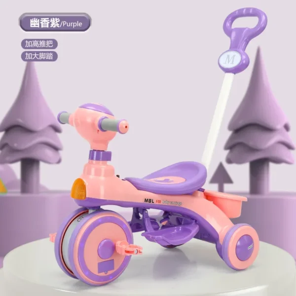 Children's Tricycle 1-6 Years Old Children's Pedal Scooter Baby Handcart Sliding Scooter Music Lightweight Children's Stroller - Image 4