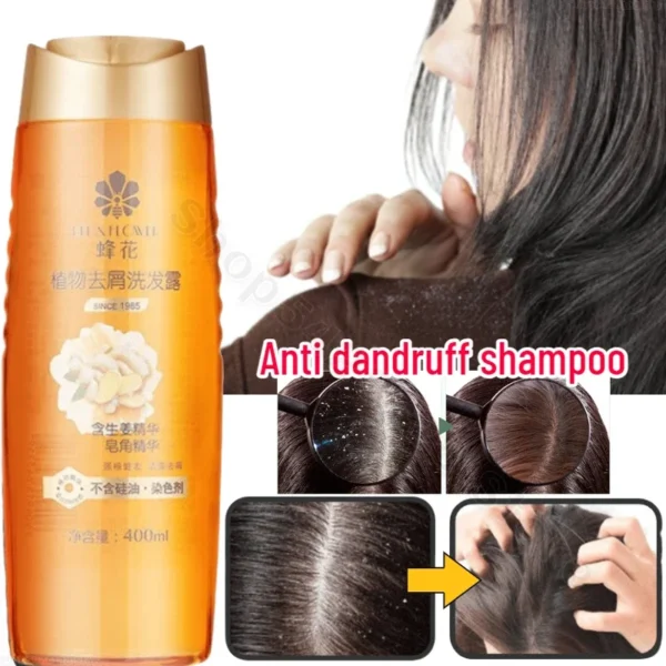 400ml Bee Flower Shampoo Anti-Dandruff Oil Control Refreshing Scalp Improve Repair Damaged Hair Follicles Shampoo - Image 2