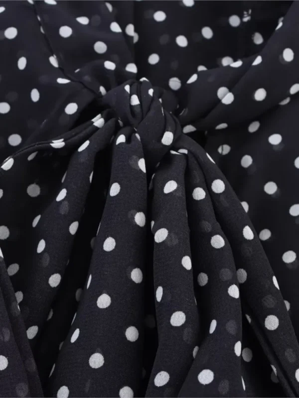 Cape Shirt With Tie Women Casual V Neck Lightweight Women's Blouse Polka Dot Lady Tops Long Sleeve Female Shirts & Blousers - Image 4