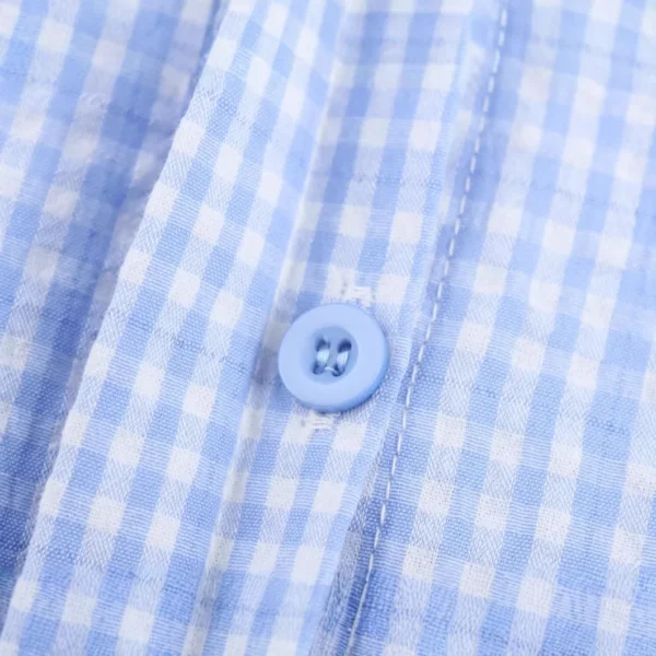 ZBZA Women's Bib Collar Gingham Shirt Lapel Long Sleeve Single Breasted Hidden Button Bow Tie Top Spring Summer New Chic Shirt - Image 4