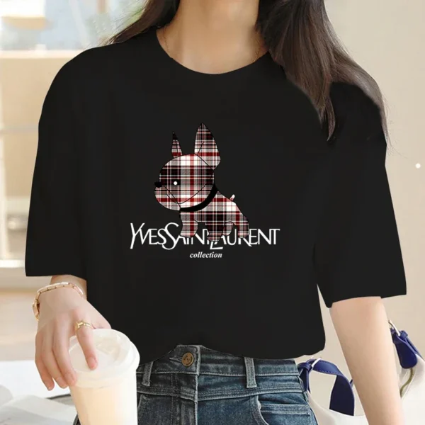 Women's Hot Sale Dog Printed T-shirt Fashion Casual Letter Pattern Tops Summer Loose Harajuku Clothing Graphic T Shirts Y2k Top - Image 2