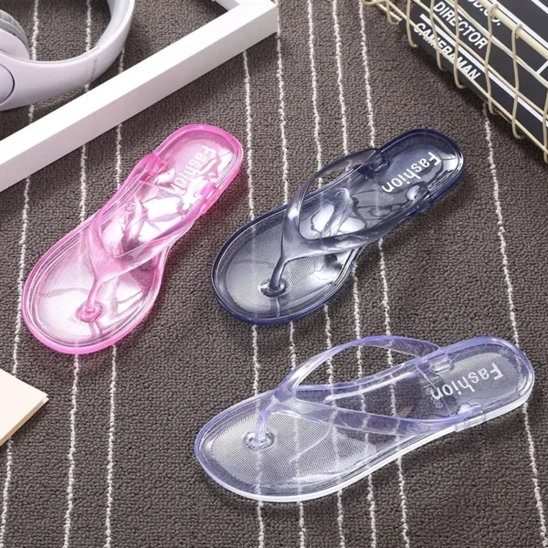 Summer Beach Flat Clear Flip Flops Girls Transparent Slippers Female Jelly Shoes Plain Color Women's Flip-Flops Ladies Slides - Image 2