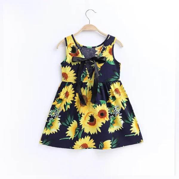 2025 Summer Girls Print Binding Rope Dress For 1-6Years Kids Cotton Sleeveless Sundress Baby Beach Above Knee Mini Casual Dress - Image 2