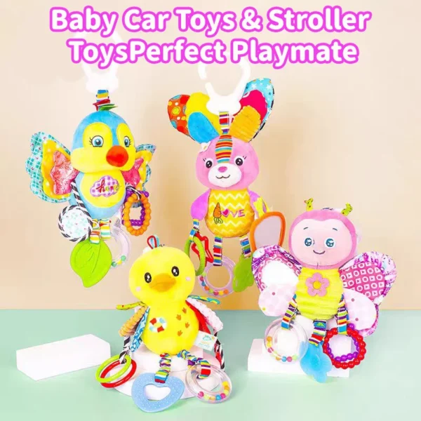 Baby Hanging Rattles Soft Newborn Plush Animal Stroller Toys Cartoon Pendant Toy Baby Soft Animal Handbells Rattles Travel Toys - Image 3
