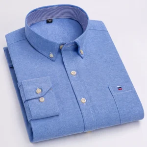 Men's 100% Cotton Shirt Long Sleeve Plaid Oxford Casual Solid Color Print Regular Fit Formal Dress Shirt Oversized 7XL 6XL 5XL