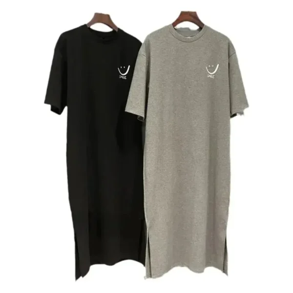 Women's Summer New Short Sleeved T-shirt Dress Loose Mid Length Over Knee Dress - Image 2
