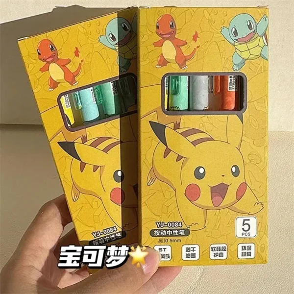 5pcs Pokemon Pikachu Gel Pen Cute Anime Cartoon Charmander Squirtle Press on Gel Pen Stationery School Supplies Holiday Gifts - Image 4