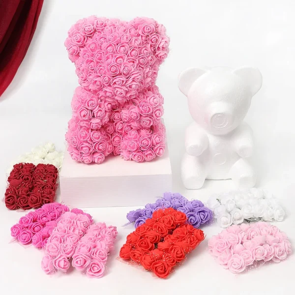 Valentine's Day Ornaments Foam Artificial Flowers For Wedding Home Decoration Fake Flowers DIY Craft Rose Bear Decor Accessories - Image 5