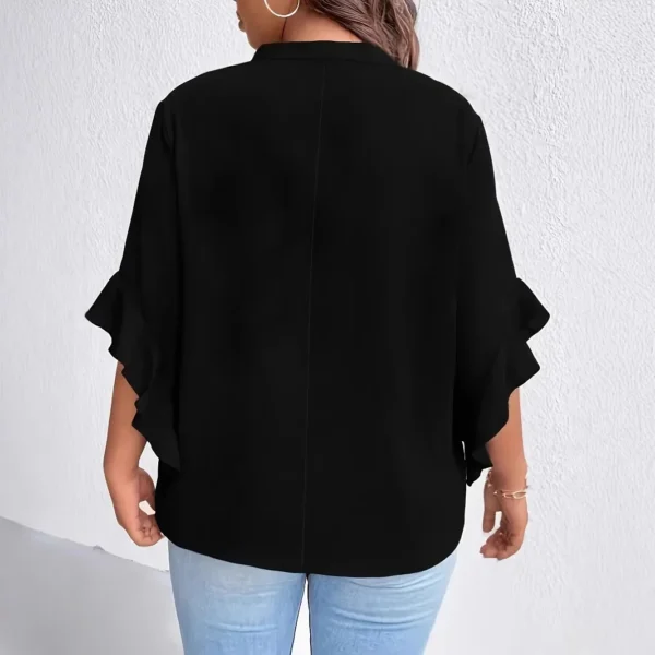 Large Size Shirt with Bow Tie Sleeve Edge And Artificial Pearl Button Women's Fashionable Casual Shirt from Mainland China - Image 2