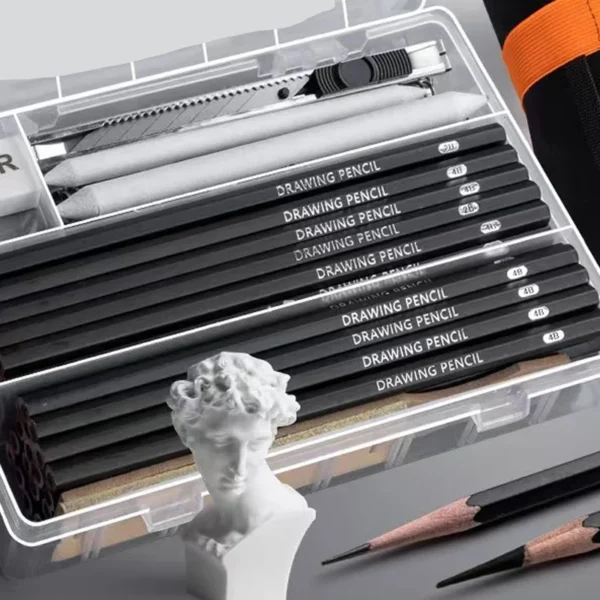 27/38/47pcs Sketch Pencils Set Roll Up Canvas Wrap Sketching Pencil Bag Art Drawing Supplies Charcoals Kneaded Eraser - Image 4