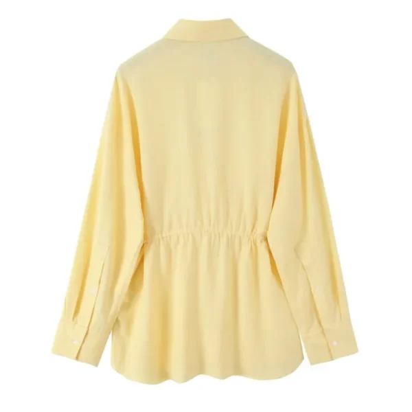 Women Oversize Shirt With Belt Spring Casual Linen Blend Long Sleeve Simple Female Shirts Women's Button Shirts & Blouse - Image 2
