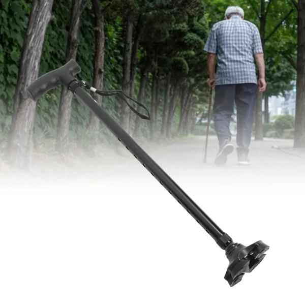 Adjustable Walking Cane Quad Cane Lightweight Aluminum Alloy Anti Slip 10 Level Height High Strength for Elderly for Outdoor - Image 2