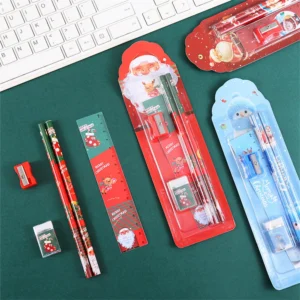 Cartoon Gift for Children Student 5-In-1 Stationery Set Back To School Pencil Ruler Pencil Sharpener Eraser Student Writing Tool