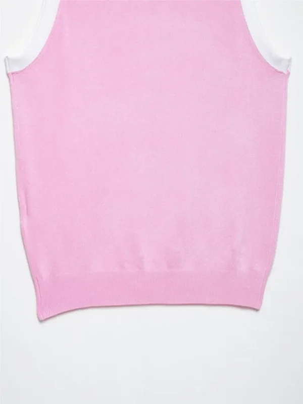 Women Patchwork Top Spring Sleeveless Simple Knitted Women Tank Top O Neck Women Waistcoats - Image 6