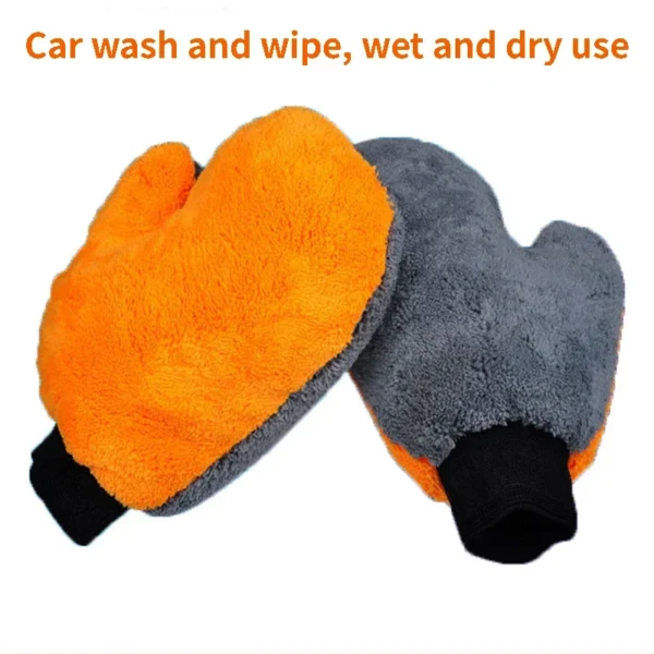 1Pcs Soft Car Washing Gloves Double-sided Fleece Microfiber Chenille Drying Cloth Car Body Window Tire Cleaning Glove Thicken - Image 4