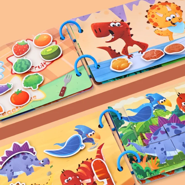 Children Early Education Quiet Busy Paste Book Baby DIY Puzzle Sticker Montessori Toy Portable Reusable Classified Sticker Book - Image 3