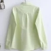 2023 Women’s Casual Long Sleeve Cotton Oxford Shirt – White Blouse, High-Quality Office Top for Ladies - Image 3