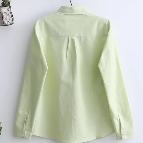 2023 Women’s Casual Long Sleeve Cotton Oxford Shirt – White Blouse, High-Quality Office Top for Ladies - Image 3