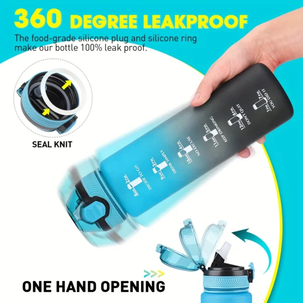 AOHAN 1PC1L Reusable Water Bottle with Straw, PCTG Material, Leakproof, and Time Markings for Fitness, Gym, School, and Outdoor - Image 3