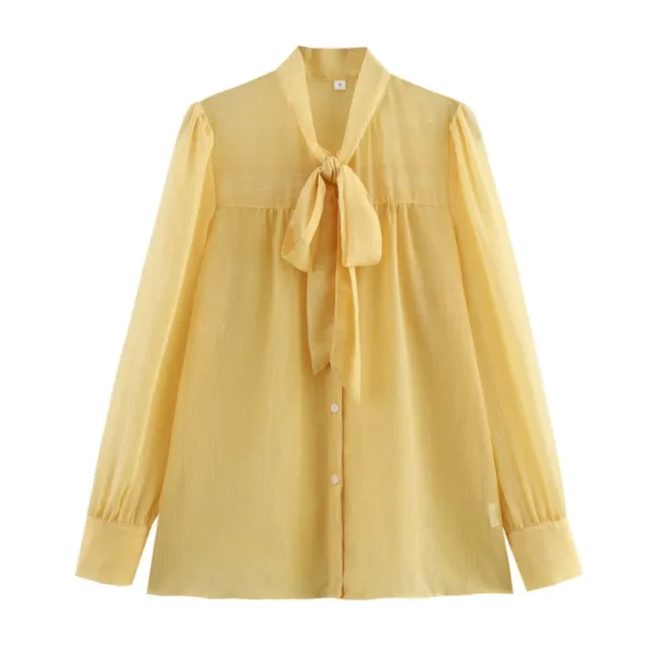 Women Lightweight Shirt With Lace Up Spring Casual Long Sleeve Women's Button Shirt Female elegant Shirts & Blouses