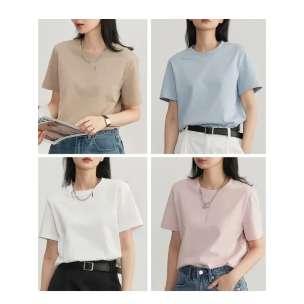 CHIC VEN Women's Tees Basic O Neck Short Sleeve Pullover T-shirt for Woman Solid Female Top Casual Ladies Tshirt Summer 2024 - Image 6