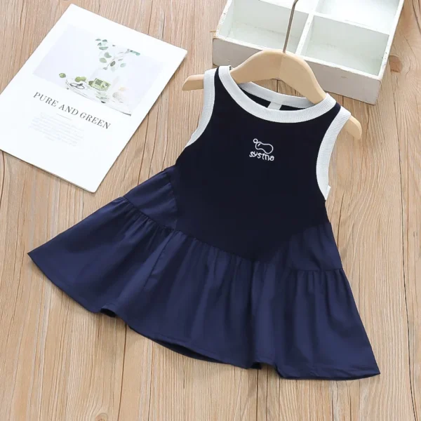 Kids Girls Vest Dresses Summer Baby Fashion Splicing Sleeveless Clothing Toddler Girl Clothes For 1-6Years Princess Dress 2025 - Image 2
