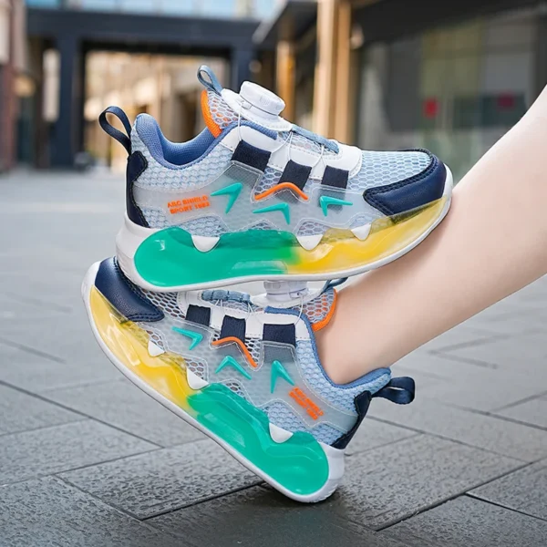 Boys and girls summer single net rotary buckle glow-in-the-dark sneakers Breathable walking shoes 2313 - Image 6