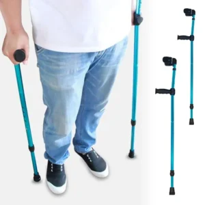 Forearm Crutches Foldable Adjustable Aluminium Walk Easy Elbow Crutch Lightweight Walking Stick Anti-slip
