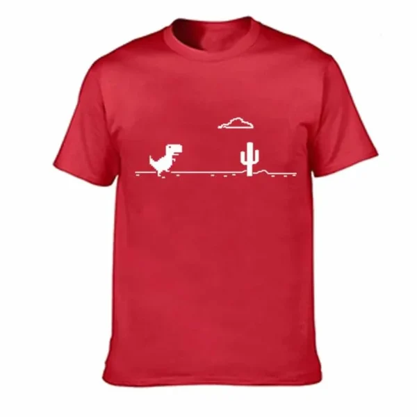 Mosaic Game Cactus Little Dinosaur Prints Men T-Shirts Creativity Street Funny Short Sleeve Casual All-math Mans Clothing - Image 5