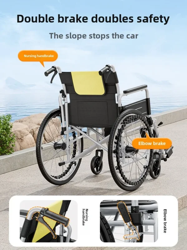 Folding lightweight wheelchair for paralyzed elderly portable wheelchair for elderly care vehicle - Image 4