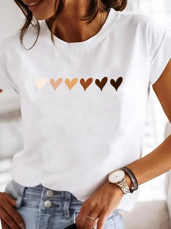 Fashion Short Sleeve Love Sweet 90s Trend Casual T-shirts Clothes Women Female Summer T Clothing Ladies Print Graphic Tee