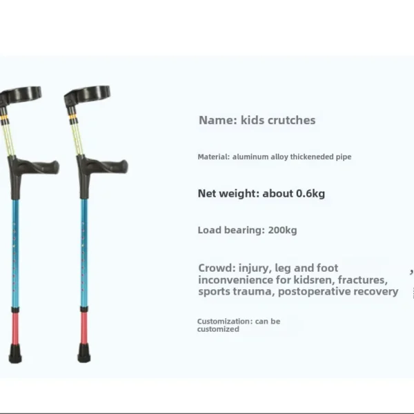 Forearm Medical Crutches for Kids,13 Level Height Adjustable Walking Crutches, Lightweight Aluminum Underarm Cane Walking Stick - Image 2