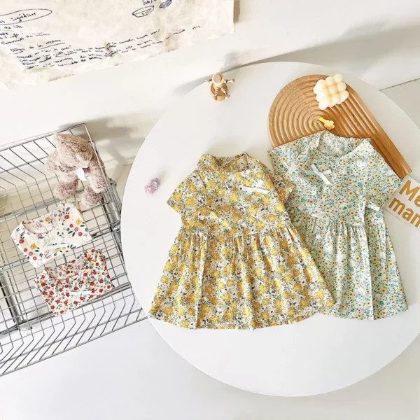 Sanlutoz Floral Baby Girls Dress Summer Short Sleeve Holiday Casual Kids Girls Dresses Clothing - Image 3