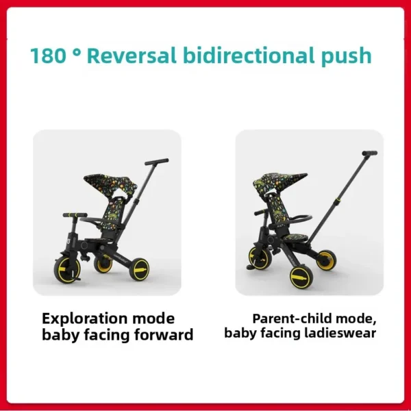 Uonibaby Seven-In-One Foldable Lightweight Tricycle Stroller for Kids Baby Pedal Car Hand Push Cart Portable Children's Trike - Image 3