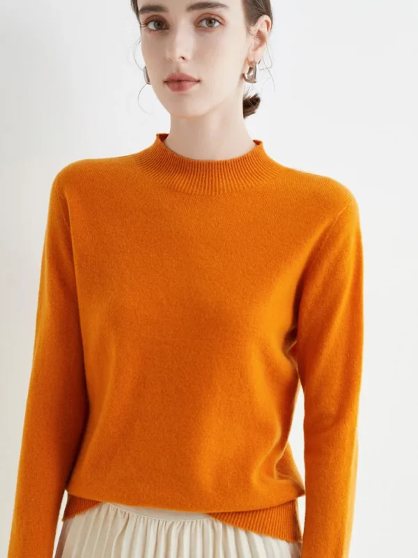 AOSSVIAO 2025 Autumn Winter Solid Mock-neck Pullover Sweater For Women Casual Knitwear Female Clothing Basic Soft Tops - Image 4