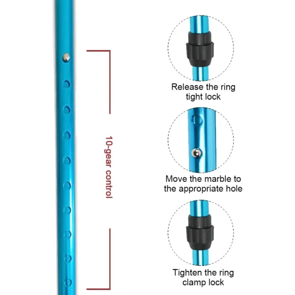 Rehabilitation Medical Crutches Foldable Fracture Support Crutch, Lightweight Adjustable Underarm Aids,Comfortable Elbow Crutch - Image 5
