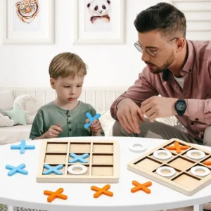 1 PC Wooden Board Game Tic Tac Toe 9"x9" Table Toy for Kids Gifts Family Games Desk Decoration Board Game Party Games