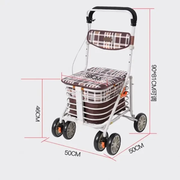 Four-wheel Walking Assist Rollator Walkers Lightweight Aluminum Folding Mobility Shopping Walkers Rollator Elderly Handcart - Image 5