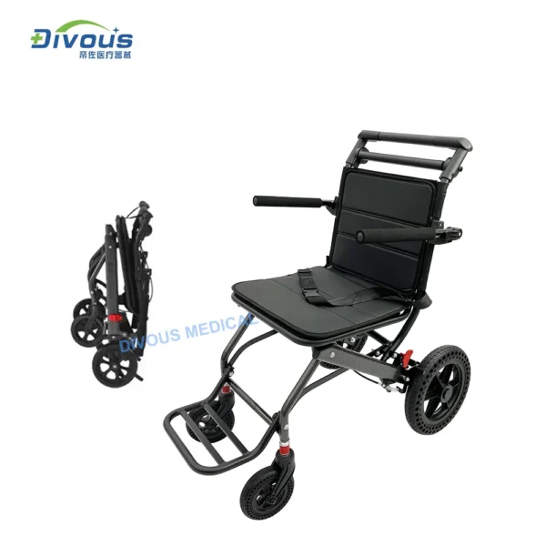 New Product Aluminium Alloy Foldable Ultralight Travel Manual Wheelchair For Airplane Airport Disable Elderly Trolly - Image 6