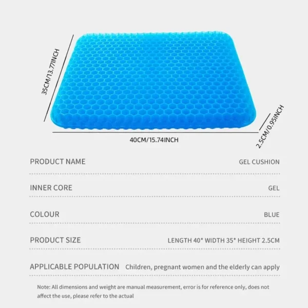 Gel Seat Cushion Summer Breathable Honeycomb Design For Pressure Relief Back Tailbone Pain - Home Office Wheelchair Chair Cars - Image 2