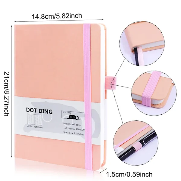 Dot DingDot Matrix Notebook Business Notepad AdvancedpuLeather Simple Student Journal Book - Image 3