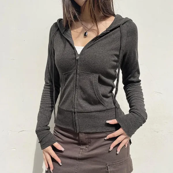 Casual Streetwear Basic Women Hooded Sweatshirt Tracksuit Solid Long Sleeve Hoodies Women 2024Autumn Spring Fashion Jacket Coat